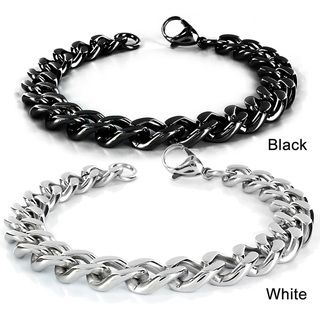 Crucible Stainless Steel Men's 8.5 inch Curb Chain Bracelet West Coast Jewelry Men's Bracelets