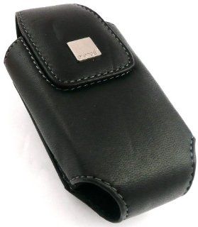 Black Leather Swivel Holster With Metal Logo Retail Pack Suitable For Samsung Chat 357 S3570: Cell Phones & Accessories