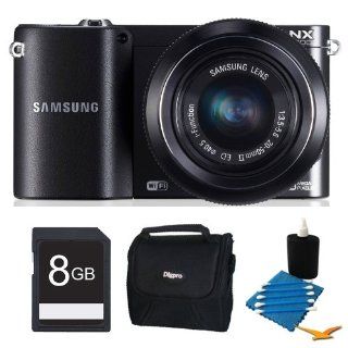 Samsung NX1100 20.3MP Black Smart Digital Camera with 20 50mm Lens 8GB Bundle   Includes 8GB Secure Digital SD Memory Card, Compact Deluxe Gadget Bag for Cameras/Camcorders, and 3pc. Lens Cleaning Kit  Camera & Photo