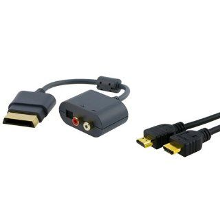 eForCity Optical Audio Adapter Compatible with Xbox 360 Slim+High Speed HDMI Cable: Video Games