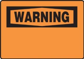 Accuform Signs MRBH327VP Plastic Safety Sign, Legend "WARNING (BLANK)", 7" Length x 10" Width x 0.055" Thickness, Black on Orange: Industrial Warning Signs: Industrial & Scientific