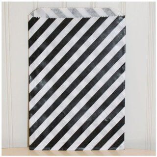 Dress My Cupcake 72 Pack Favor Bags, Black Candy Stripe: Kitchen & Dining