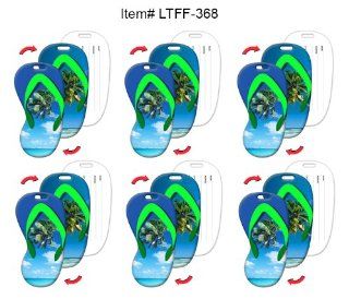 Set of 6 Luggage Tag, 2.3 x 4.35 inches Flip Flop Shape, Palm Tree Beach Lenticular Flip Effect, Item# LTFF 368 : Office Products : Office Products