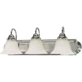 Glomar Ballerina 3 Light Polished Chrome Vanity with Alabaster Glass Bell Shades HD 317