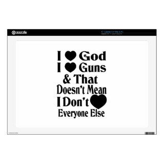 I Love God I Love Guns Decals For 17" Laptops