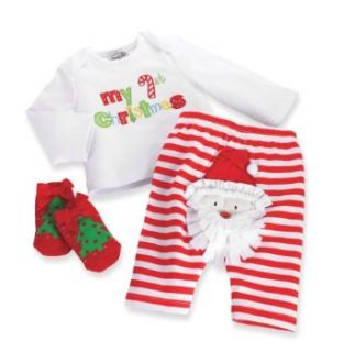 Mud Pie Baby Girls Newborn Santa 3 Piece Set, Multi Colored, 0 6 Months: Clothing