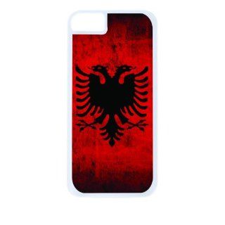 Albanian Flag White Tough Plastic Outer Case with Black Rubber Lining for Apple Iphone 4 (Double Layer Case with Silicone Protection), Iphone 4s Universal: Verizon   Sprint   At&t   Great Affordable Gift!: Cell Phones & Accessories