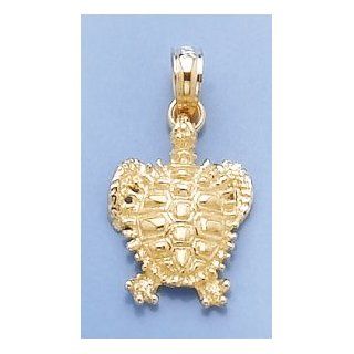 14k Gold Nautical Necklace Charm Pendant, Sea Turtle With Spiny Shell: Million Charms: Jewelry