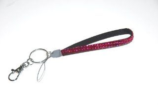 Fuchsia Colorful Mini Rhinestone Lanyard Wristlets w/ Cell Phone, ID Badge and Key Ring Holder : Office Products