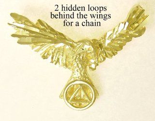 Alcoholics Anonymous Symbol Pendant, #367 4, Solid 14k, AA Symbol on Tail Feathers of Open Winged Eagle: Jewelry