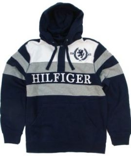 Tommy Hilfiger Mens Fleece Pullover Hooded Sweatshirt   L   Navy/White/Gray at  Mens Clothing store Fashion Hoodies