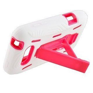 White Pink Double Layer Kickstand Hard Hybrid Gel Case Cover For LG Motion 4G MS770: Cell Phones & Accessories