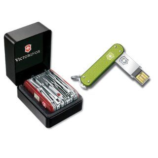 Victorinox 53509 Swiss Army Knife Champ XAVT Ruby + Slim 2.0 4GB USB Green Alox B2B   Pocketknives  