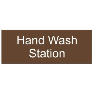 Hand Wash Station Engraved Sign EGRE 369 WHTonBrown Wash Hands   Sink  Business And Store Signs 