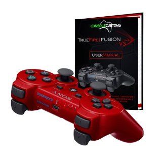 PS3 Red TrueFire Fusion Rapid Fire modded Controller with DROP SHOT, QUICKSCOPE, JITTER, AUTO AIM; COD MW3, Black Ops: Video Games