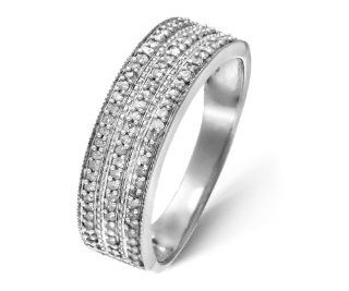 Glamorous 925 Sterling Silver Women Cluster Diamond Ring Brilliant Cut 0.25 Carat I I1: Jewelry