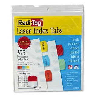 Redi Tag Laser Printable Index Tabs, 1 1/8 x 1 1/4, 5 Colors, 375/Pack: Industrial & Scientific