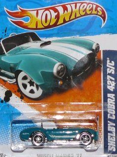 Hot Wheels Die Cast Toy 2011 Muscle Mania Shelby Cobra 427 S/C #107 Color Variant Aqua with Mint Green Stripes Five Spoke Silver Rims: Everything Else