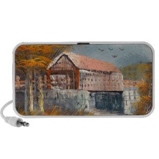 Painting Of An Old Pennsylvania Covered Bridge Mini Speakers