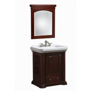 Danze Cirtangular Knightsbridge 30 in. Vanity in Mahogany with Pedestal Basin in Bisque and Mirror D990107