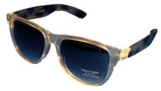Wayfarer Womans Sunglasses Clear & Black Tortoise Shell Frame Grey Gradient Lens: Clothing