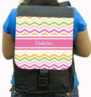 Rikki KnightTM "Violetta" Pink Chevron Name Back Pack: Computers & Accessories