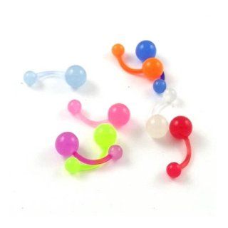 HOT 8 Pcs Candy Series Uv Ball Silicone Rod Soft Pole Tongue Nail Navel Ring: Jewelry