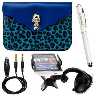 Leopard Skull Bag Carrying Case (Blue) for Nokia Lumia 1520 / 1320 Windows Phone 8 + Windshield Mount + Auxilary Audio Cable: Cell Phones & Accessories