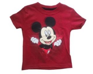 MICKEY MOUSE   Here Is Mickey   Adorable Red Toddler T shirt: Novelty T Shirts: Clothing