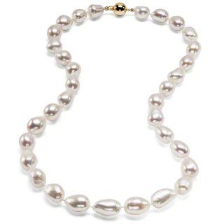 HinsonGayle AAA Gem Collection Ultra Iridescent 10 11mm White Baroque Cultured Pearl Necklace (14K Yellow Gold, 18") Pearl Strands Jewelry