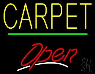 Carpet Script2 Open Green Line Neon Sign 24" Tall x 31" Wide x 3" Deep : Business And Store Signs : Office Products