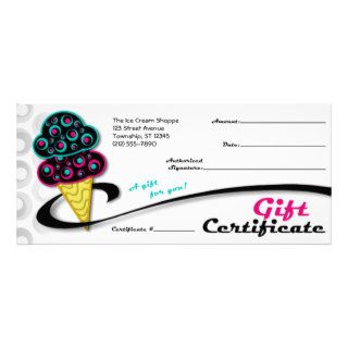 Retro Ice Cream Cone   Gift Certificates Customized Rack Card