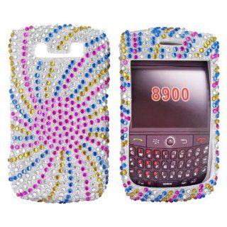 Colorful Sun Swirl Gems Bling Blackberry Curve 8900 Hard Case Cover; Fashion Jeweled Snap On Plastic Case; Perfect Fit as Best Coolest Design Cases for Curve 8900/Blackberry 8900 Compatible with Verizon, AT&T, Sprint,T Mobile and Unlocked Phones: Every