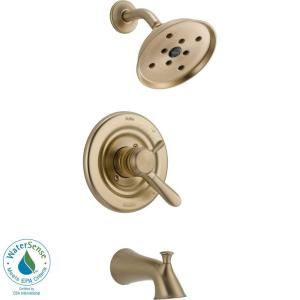 Delta Lahara 1 Handle 1 Spray Tub and Shower Faucet Trim Kit in Champagne Bronze featuring H2Okinetic (Valve Not Included) T17438 CZH2O
