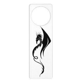 Black Simple Tribal Dragon Door Hangers