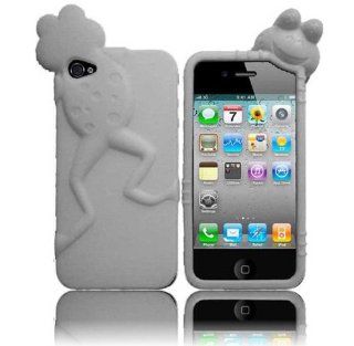 Apple iPhone 4 4s Soft Silicone Soft White Frog Design Rubber Skin Cover Case with Free Gift Aplus Pouch: Cell Phones & Accessories