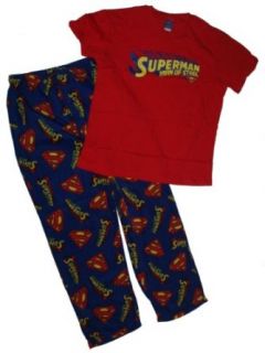 Superman "Man of Steel" Tee & Microfleece Lounge Pants Set   Men's at  Mens Clothing store Pants Pajamas Sets