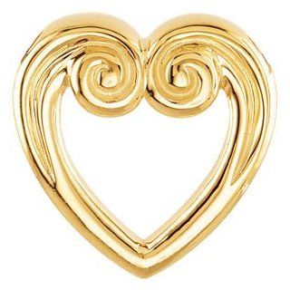 14K Yellow Gold Heart Pendant Slide by US Gems: Jewelry