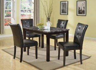 Praia 5PC Articifial Marble Top Dining Set, Dining Table 4 Chairs: Home & Kitchen