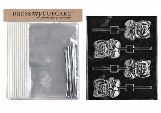 Dress My Cupcake DMCKITE422 Chocolate Candy Lollipop Packaging Kit with Mold, Easter, Lop Eared Bunny Lollipop: Kitchen & Dining