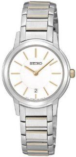 New Seiko Sxb423p1 Women's Two Tone Stainless Steel Gold Band Date Display Watch: Watches