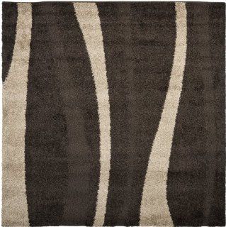 Safavieh Florida Shag Collection SG451 2813 Dark Brown and Beige Shag Square Area Rug, 6 Feet 7 Inch Square   Shaggy Area Rug