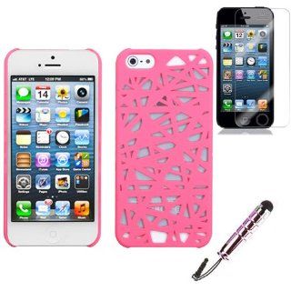 Hard Plastic Snap on Cover Fits Apple iPhone 5 5S Rubberized Pink Bird's Nest Back +Pink Stylus Plus A Free LCD Screen Protector AT&T, Cricket, Sprint, Verizon (does NOT fit Apple iPhone or iPhone 3G/3GS or iPhone 4/4S or iPhone 5C): Cell Phones &a
