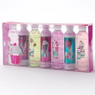 Simple Pleasures 7 Piece Sweet Shimmer Shower Gel & Body Lotion Gift Set/Vanilla/Candy/Cherry : Bath And Shower Gels : Beauty
