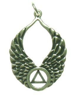 Alcoholics Anonymous Symbol Pendant, #821 5, Ster., Oxidized, AA Symbol on Angel Wings: Jewelry