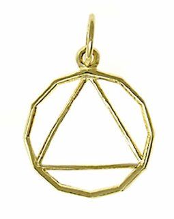 Alcoholics Anonymous AA Symbol Pendant #454 2, Solid 14k Gold, 12 Sided Medium Size Circle: Jewelry