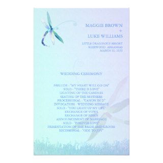 Blue Dragonfly Wedding Ceremony Programs (5.5x8.5) Personalized Flyer