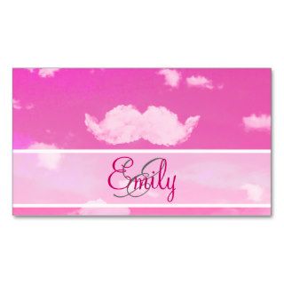 Monogram Funny Mustache White Clouds Pink Skyscape Business Card