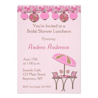 Pink Lantern Luncheon Shower Invitation