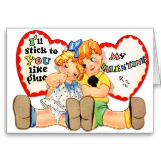 Vintage Retro Valentine I'll stick to you Cards